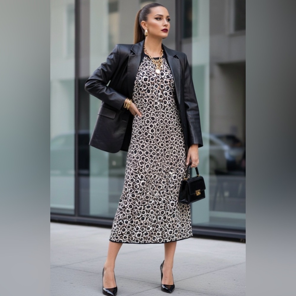 Halter Tie Neck Neutral Poppy Sweaterknit Midi Dress - DVF x Target 2X soft